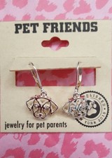 Pet Friends Silver Tone Leverback Beagle dog puppy Earrings New
