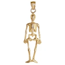New 14k yellow Gold Skeleton Pendant