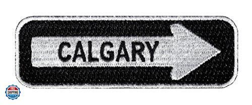 One Way Sign Calgary Canada Embroidered Patch Iron-On Highway Road Biker - Picture 1 of 1