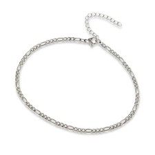 Stainless Steel 3 mm Figaro Anklet 9.5 in plus 2 in extender