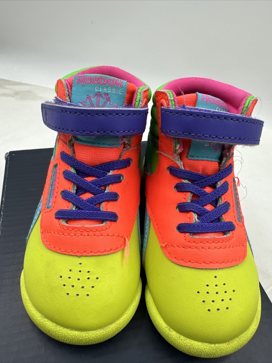 Reebok Shoes Kids Y Size 5 FreeStyle HI Multi-Color Neon Leather