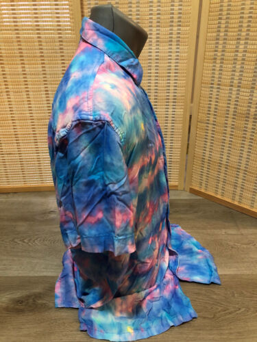 Chubbies Tropical Hawaiian Button Up Aloha Shirt Colorful Tye-Dye Large L Rayon - Bild 3 von 9