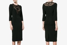 NWT Dolce & Gabbana Lace Insert Black Cocktail Dress 44