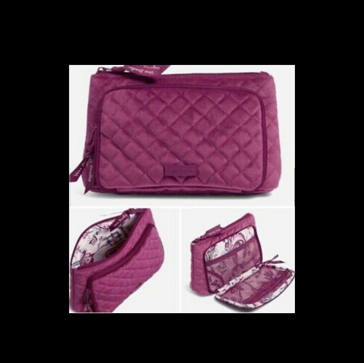 Vera Bradley Majestic Magenta Makeup Compact Organizer Quilted Velvet FS  tall