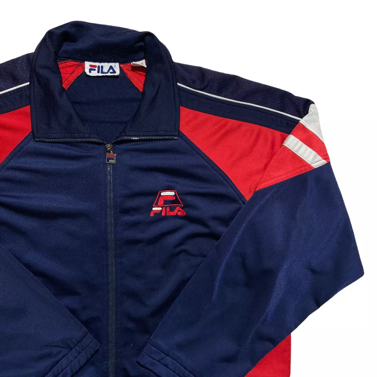 Men s Fila Vintage Track Jacket Pullover Jumper Long Sleeve Nylon