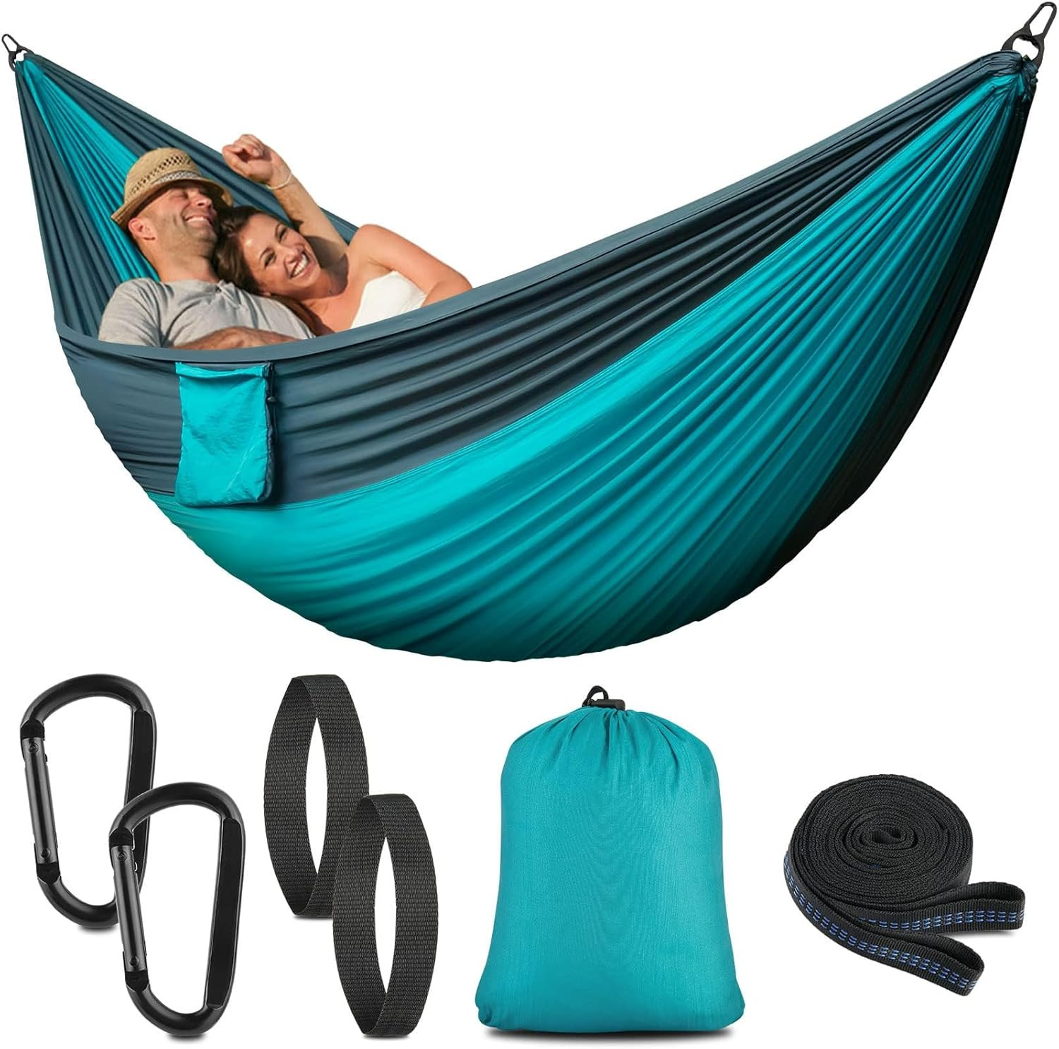 Hamac camping suspendu double pour bivouac en forêt et sieste dans le jardin