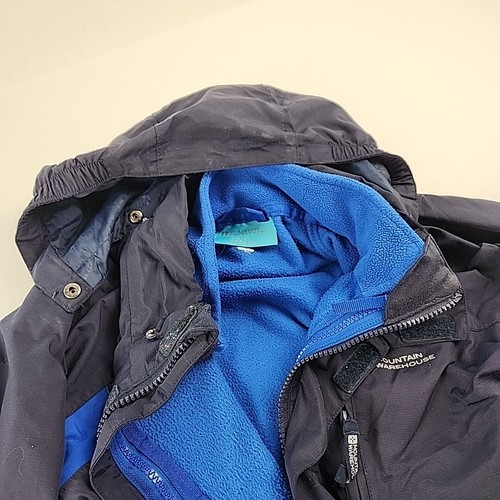 Mountain Warehouse Jacket Kids Blue 3 In 1 Water Resistant Fleeze, Hood,Sz 11-12 - Picture 10 of 15
