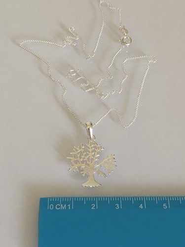 Original Sterlingsilber Baum des Lebens 16""-18"" Zoll verstellbare Halskette UK - Bild 10 von 12