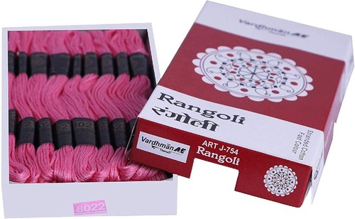Rangoli Threads Cross Stitch Cotton Thread Floss Hand Embroidery Pink Colour - Picture 2 of 3