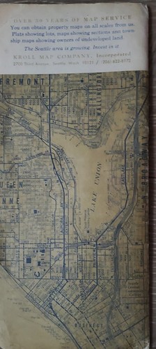 Vintage Kroll Map Of Seattle Area 1970s "The Emerald City" 24 x 21 - Picture 3 of 14