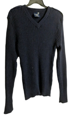 Citadel Brigade Quarterm Sweater Dark Navy Blue 100% Virgin Wool Pull Over