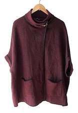 Cejon Burgundy with Black Trim Short Sleeve Cardigan Sweater OSFM 