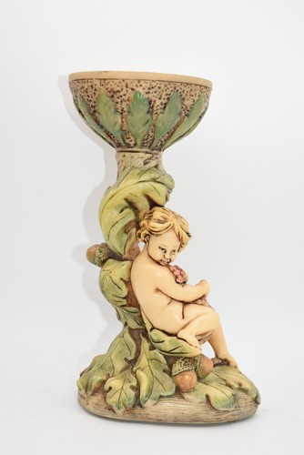 Vintage Pair of Italian Alabaster/Resin Cherub Figurines With Bowls - Picture 5 of 12