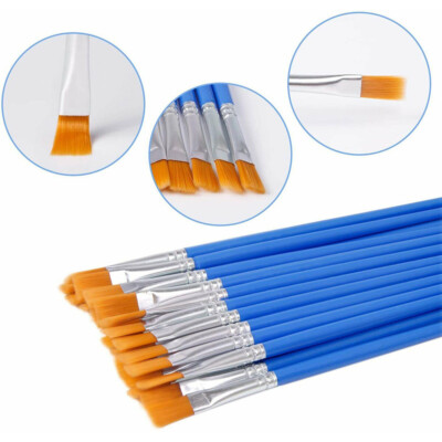 10/50 Stück feine Pinsel mit flacher Spitze, kleiner Pinsel Großpackung für Detailmalerei, blau