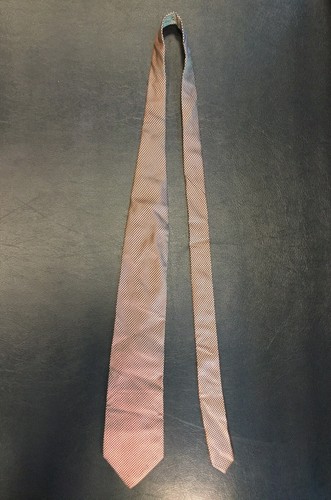 Vintage TM Necktie Tie Tan Red Black White Chevron Pattern Silk Italy - Picture 4 of 7