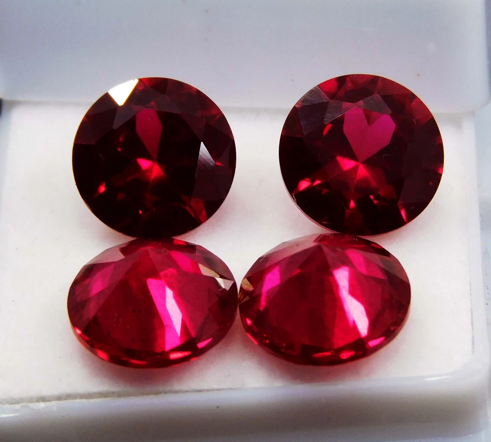 Lote de 4 PSC pedras preciosas soltas de rubi vermelho natural certificado impecável corte redondo 9 x 5 mm - Imagem 2 de 4
