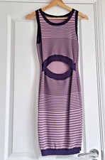 GUESS Purple Bodycon Dress XS UK 6 Short Sleeveless Ribbed Stretch Cut Out Party