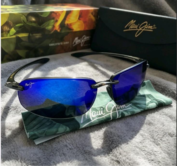 New Maui Jim B407-11 Ho'okipa Sunglasses Grey Frame/Blue Hawaii Polarized Lenses