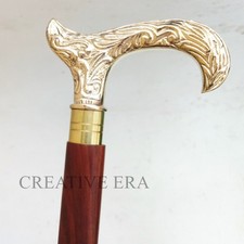 Vintage Derby Brass Handle Cane Wood Walking Stick Cane 37" Solid Handmade Gift