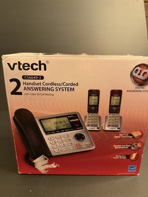 VTech CS6649-2 Corded/Cordless Phone System - Answering Machine - 2 Handsets