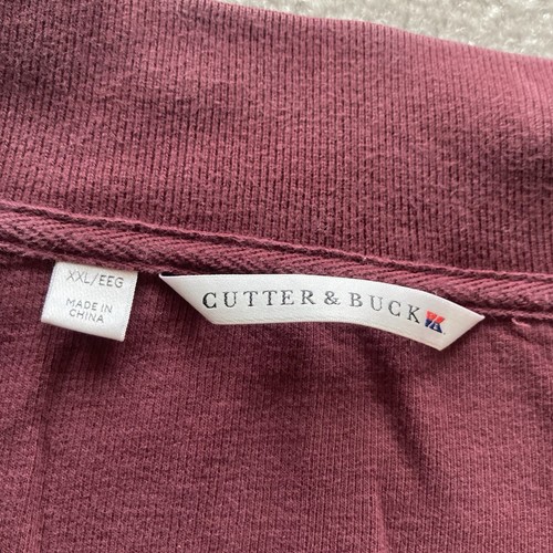 Cutter & Buck Sweater Mens XXL Maroon Burgundy 1/4 Zip Cotton Golf Preppy Casual - Picture 4 of 12