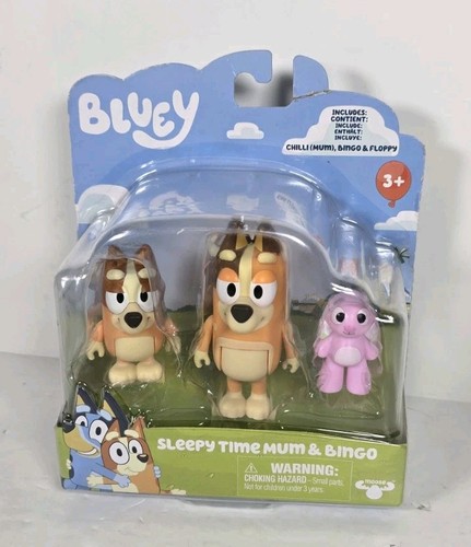 Bluey Sleepytime Bingo Chilli Mum & Floppy Figurenset | Brandneu Kartonschaden