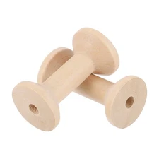 2Pcs Wooden Spools of Crafts, 2.75In Empty Thread Bobbins, Wood Color
