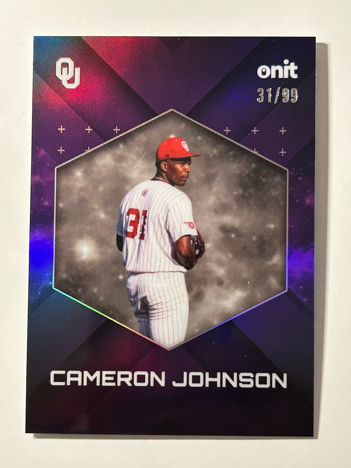 Cameron Johnson 2026 Onit (SSP,SN) Base Purple Prizm #’d 31/99 OU Sooners