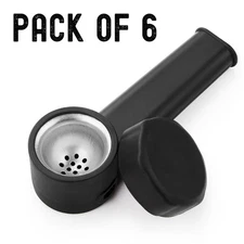 ( Pack of 6 ) 3.5" Silicone Tobacco Smoking Pipe with Lid Black Hand Pipes Bowl