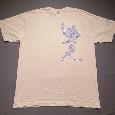 Harry Hudson Shirt Men s Large Good Deed Do More Of Them Beige Art Tee