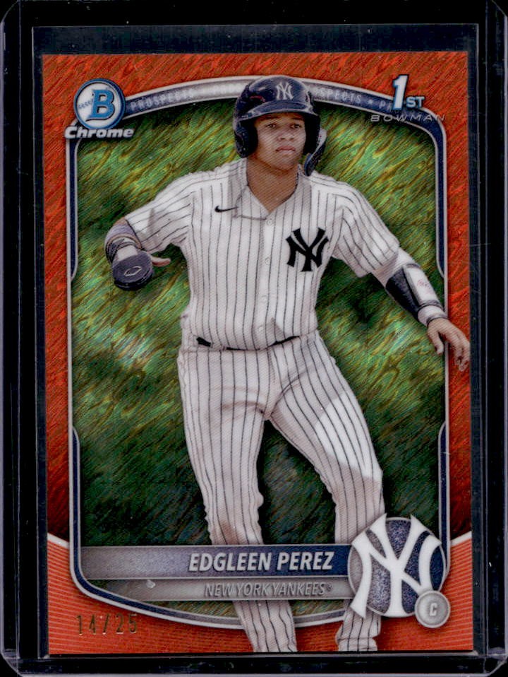 2025 Bowman Edgleen Perez Chrome Orange Shimmer Refractor 1st #14/25