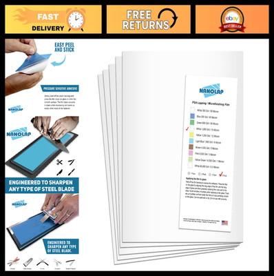 5 Pack 15 Micron (1000 Grit) Adhesive Polishing Film, 8.5''x11'' Sanding Paper for