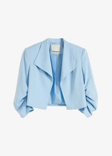 Cropped Blazer Gr. 46 Hellblau Damen Kurzblazer Jacke Sakko Neu
