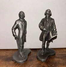 2 Pewter Figurines 1973 James Madison Thomas Jefferson Figurines Hudson