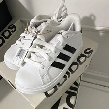 adidas Grand Court Kids White/Black Synthetic Lace Up US 12K