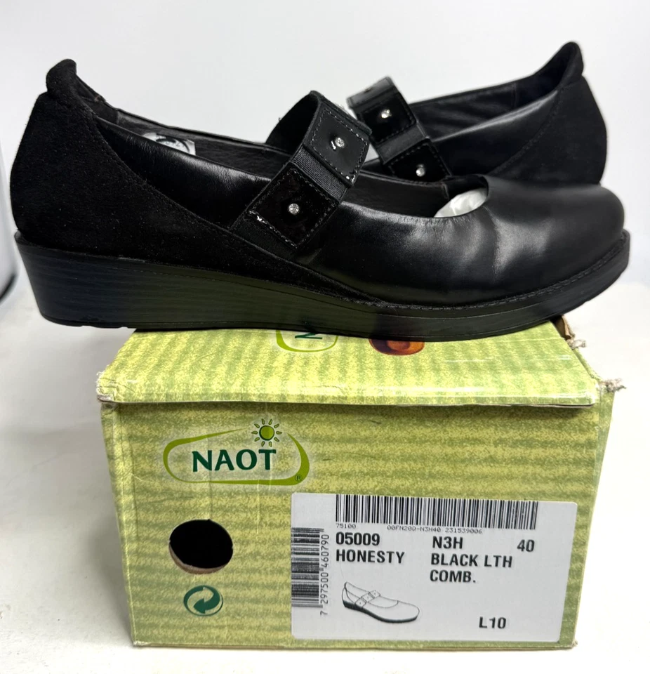 Sapatos sociais femininos Naot Honesty slip on Mary Jane Comfort preto tamanho 9 M EUA - Imagem 2 de 4