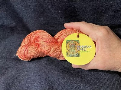 Teodora s Tears, Cezanne Pumpkin. 50%silk/ 50% modal Fingering weight 200 Yards