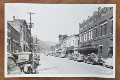 Vintage Nice Real Photo Main street view Lafollette Tennessee Unused  postcard 