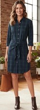 Untuckit For Her Dress Sz 10 Devon Button Up Wrap Plaid Long Sleeve Shirt Tartan