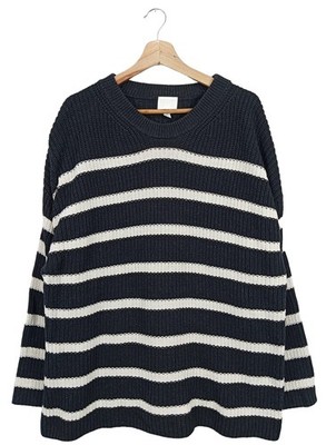 H&M Oversized Pullover Damen Pullover Gr. DE 40 schwarz-weiß Casual-Look