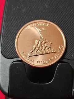 U.S. MARINES IWO JIMA 1945 1 AVDP OUNCE COMMEM. .999 FINE Copper ROUND #MF 4363