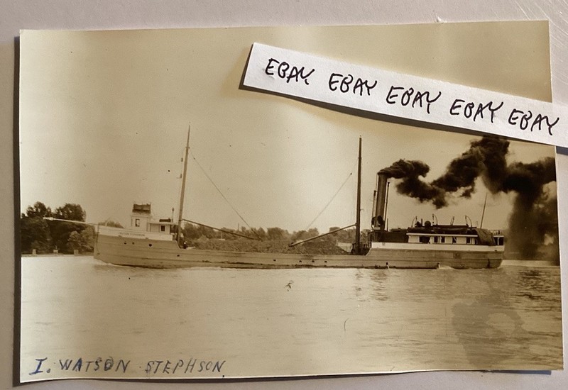 1895 I. WATSON STEPHENSON GREAT LAKES LUMBER STEAM SHIP BARGE BAY CITY MI. PHOTO