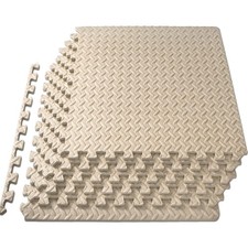 Exercise Mat Foam Interlocking Tiles 24x24in Cushioned Home Gym Play