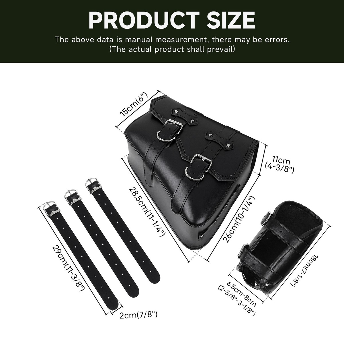 1x PU Left Swing Arm Bag Saddle Bag +Cup Holder For Harley Honda