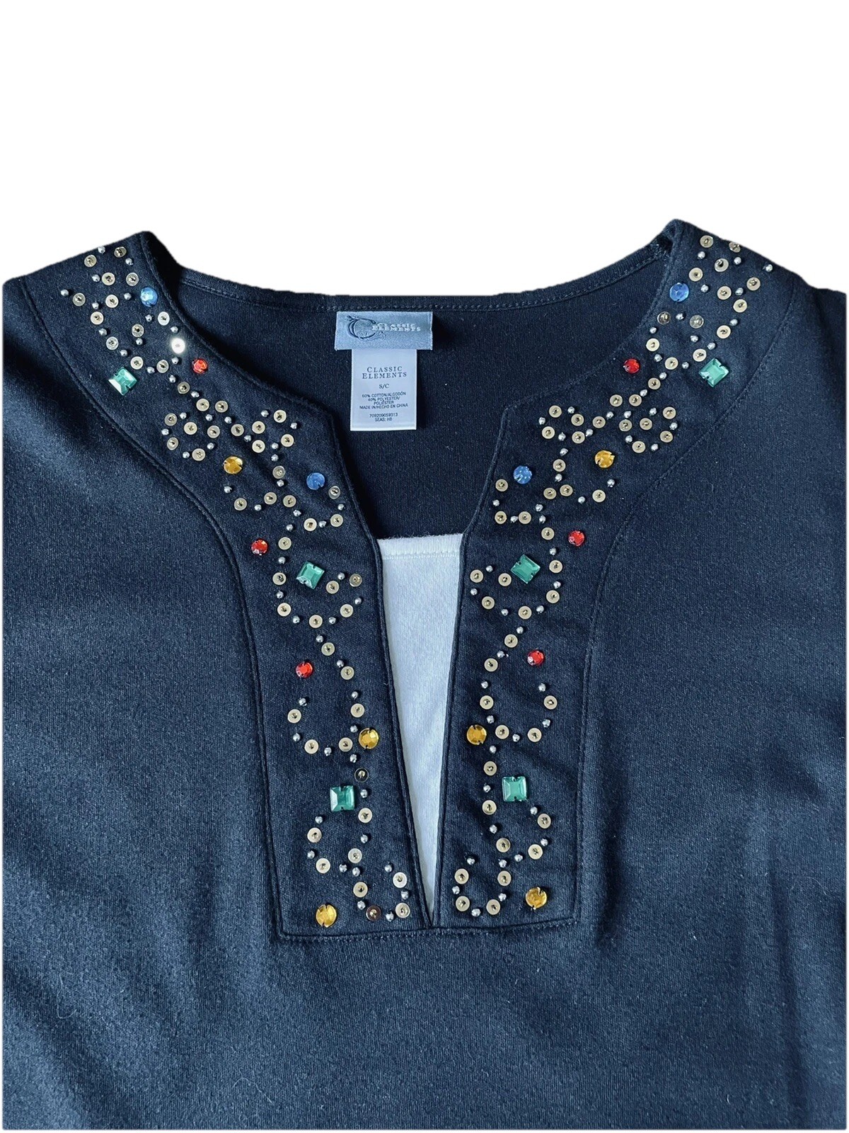 Classic Elements Women’s Small Sequins Beaded Rhi… - image 1