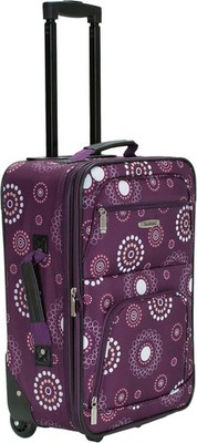 Rockland 2 Piece Expandable Softside Luggage Set Carry On Tote Bag Purple Pearl