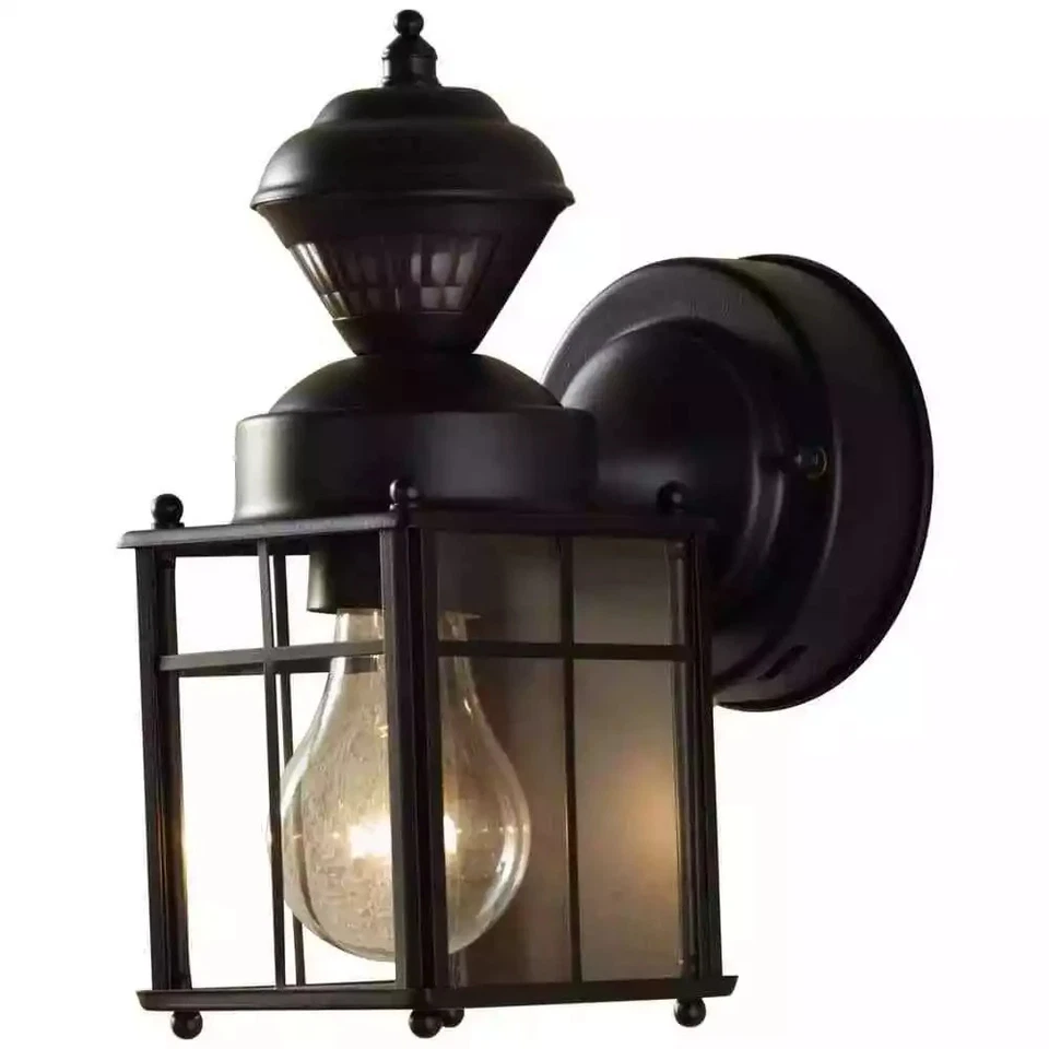Hampton Bay Bayside 9.5 in. Black Motion Sensor Outdoor Wall Lantern - Image 4 of 4