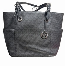 Large Jet Set East West Signature Leather Top-Handle Bag Tote - Black