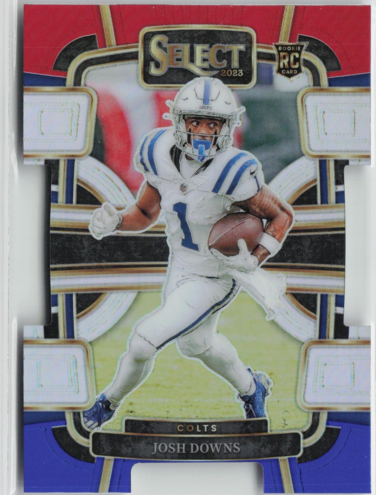 2023 Panini Select #44 Josh Downs Red and Blue Prizms Die Cuts