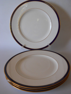 Lenox Federal Cobalt Gold Fine Bone China (4) Dinner Plates 10 3/4'' Retired XLNT